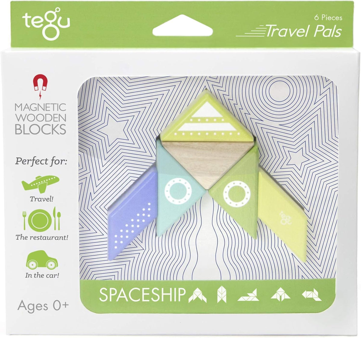 Tegu Travel Pals 6 Piece Magnetic Blocks - Spaceship